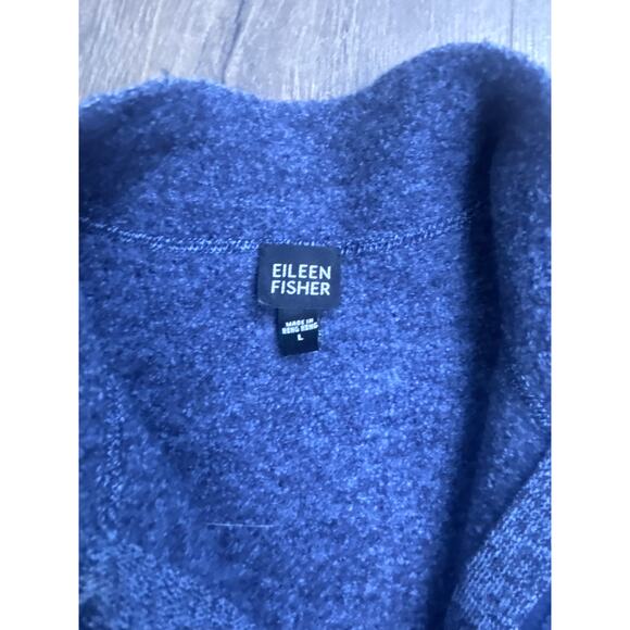 Eileen Fisher Women’s 100% Wool Zip Jacket Coat Blue Size L Large Minimalist - Picture 3 of 9